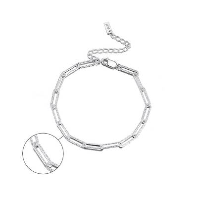 Rhodium Plated 925 Sterling Silver Paperclip Chain Bracelets