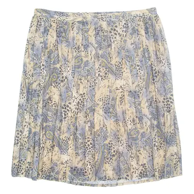 Womens Pleated Skirt Brown Midi Crazy Pattern XL