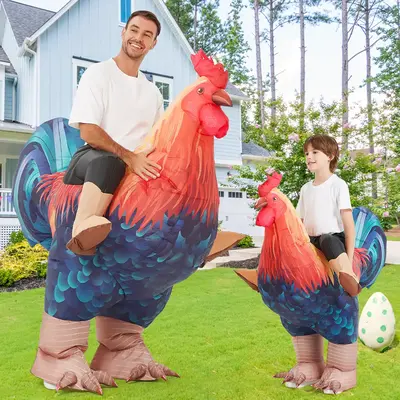 COMIN Inflatable Chicken Costume Rooster Adult Suit Funny Cosplay Halloween Costume for Men Women Birthday Christmas