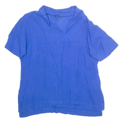 PHASE EIGHT Womens Blouse Blue V-Neck Linen UK 14