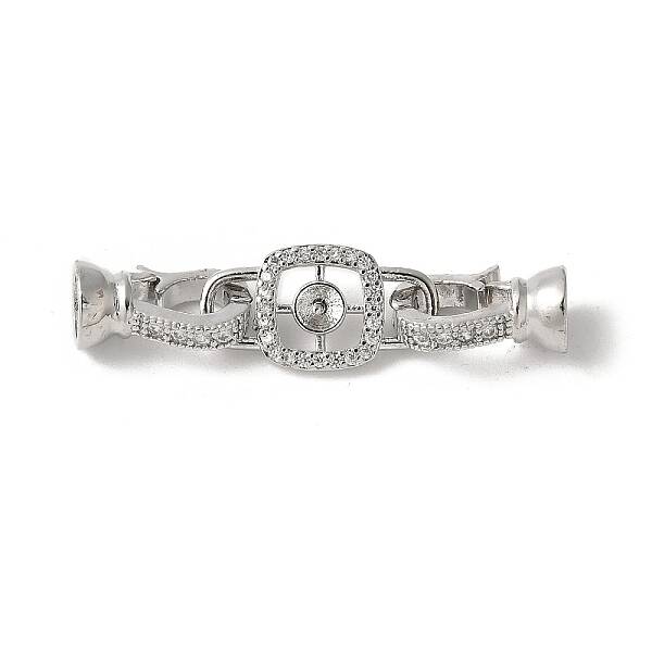 Brass Pave Clear Cubic Zirconia Fold Over Clasps