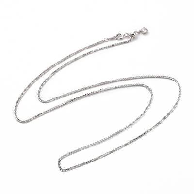 Anti-Tarnish Rhodium Plated 925 Sterling Silver Wheat Chains Necklace for Women