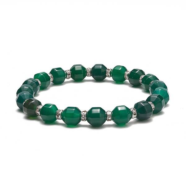 Dyed Natural Agate Beaded Stretch Bracelet
