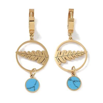Leaf 304 Stainless Steel Hoop Earrings
