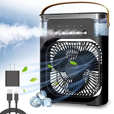 3 in 1 Air Conditioner Fan, Cooling Personal Fan, Evaporative Air Cooler Mini Fans with 7 Colors Night Light, Portable Fan, M...