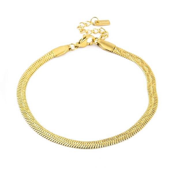 Ion Plating(IP) 304 Stainless Steel Herringbone Chain Bracelets for Women