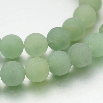 Frosted Round Natural Green Aventurine Bead Strands