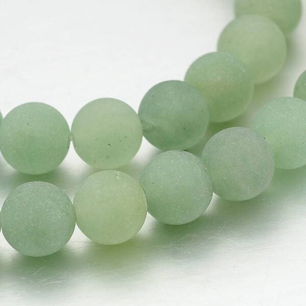 Frosted Round Natural Green Aventurine Bead Strands