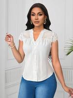 Women's Plain Blouse, Casual Short Sleeve Top for Daily Wear, Ladies Clothes for Summer, Womenswear