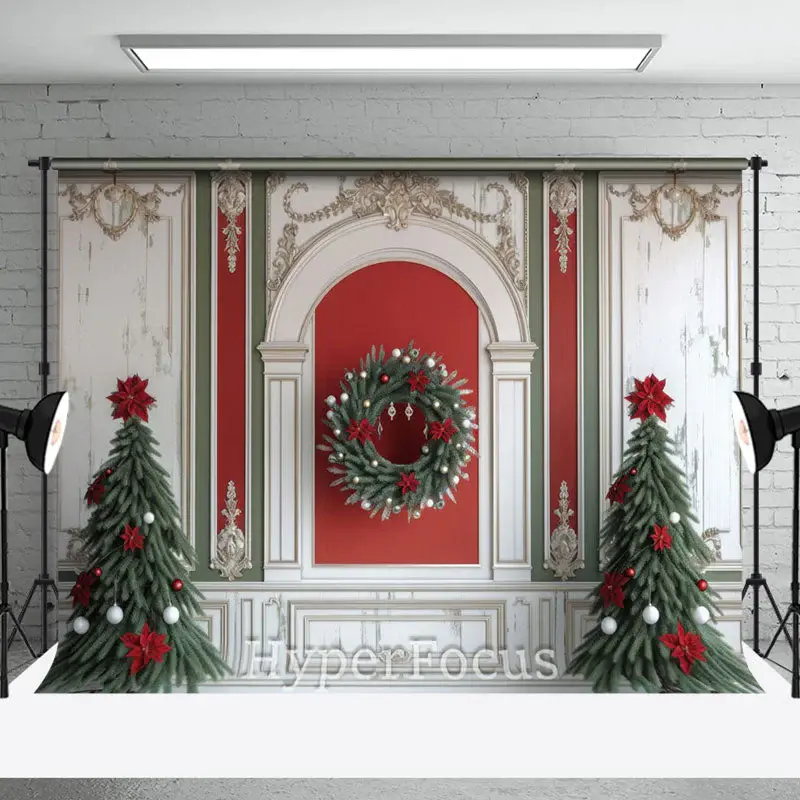 White Red Green Wall Festive Christmas Vibe Backdrop - Aperturee