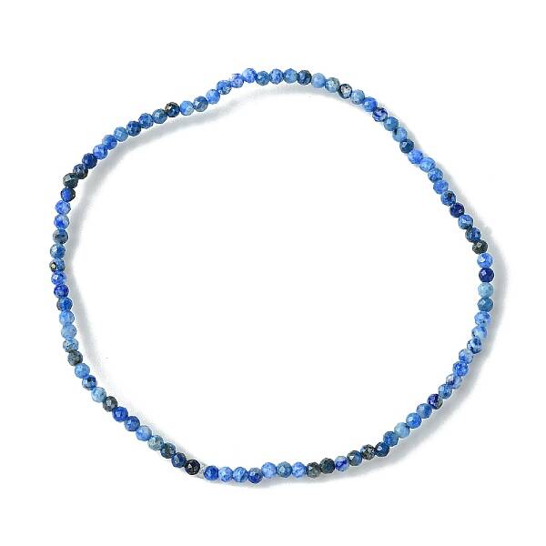 2mm Natural Lapis Lazuli Faceted Round Beaded Stretch Bracelets for Women