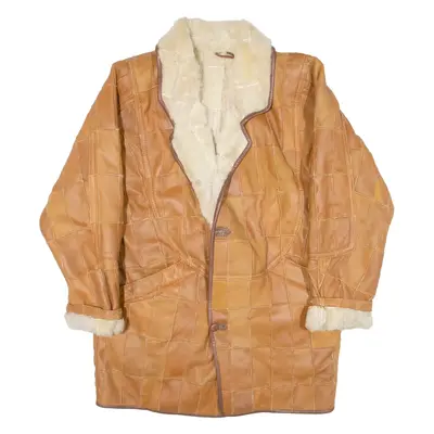 Shearling Mens Overcoat Coat Brown Leather M
