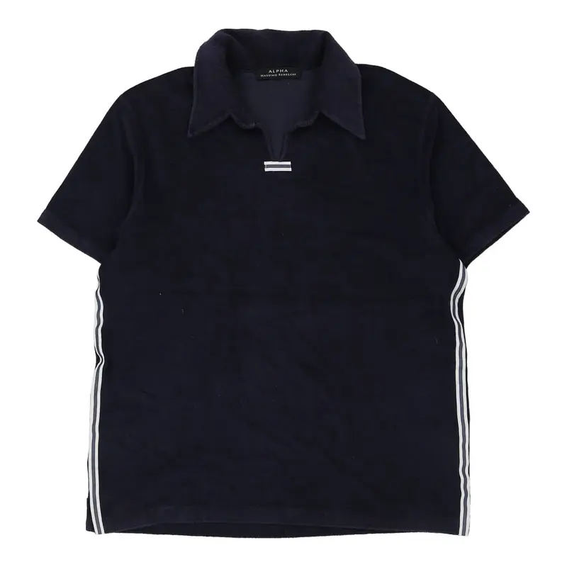 Alpha Massimo Rebecchi Polo Shirt - Large Navy Velour