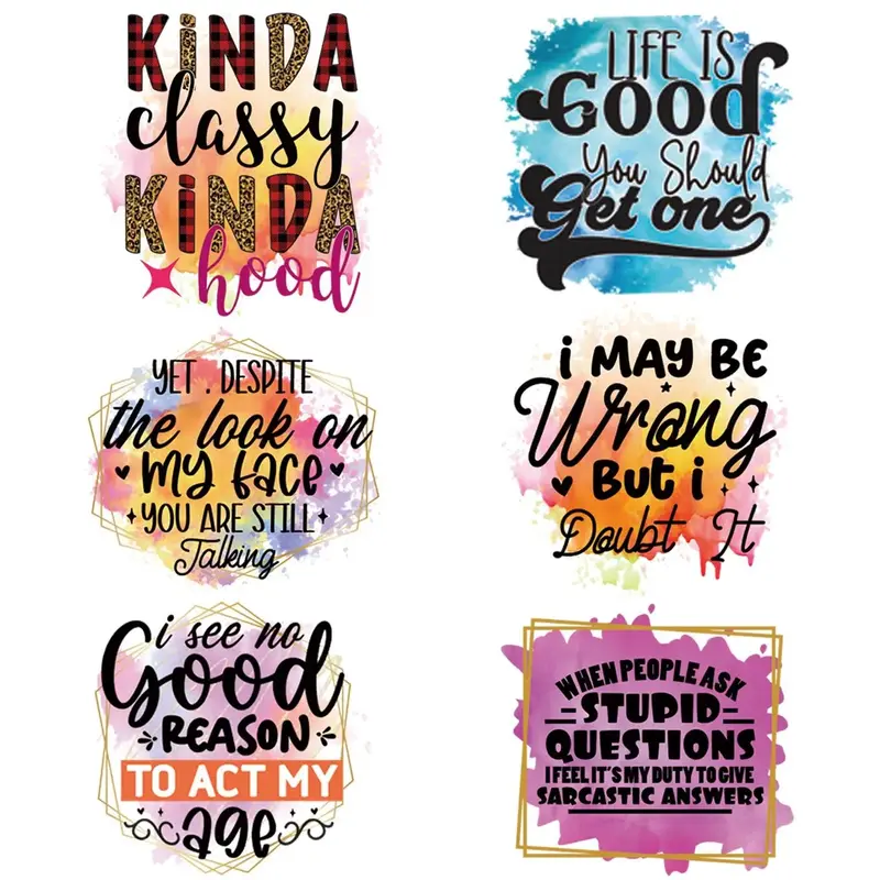 Letter Pattern Heat Transfer Sticker, 6pcs DIY Heat Transfer Clothing Stickers, Mother's Day Gift, Heat Press Transfer Decal...