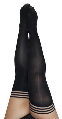 Dana Lynn - Ribbed Thigh High - Size D - Black