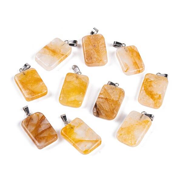 Natural Yellow Hematoid Quartz Pendants