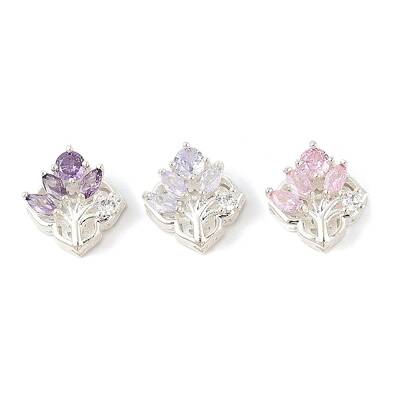 Brass Micro Pave Cubic Zirconia Beads