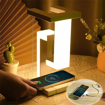 Creative Floating Light, USB Powered Touch Control Night Light, Decorative Dimmable Ambient Desktop Light with Wireless Char...