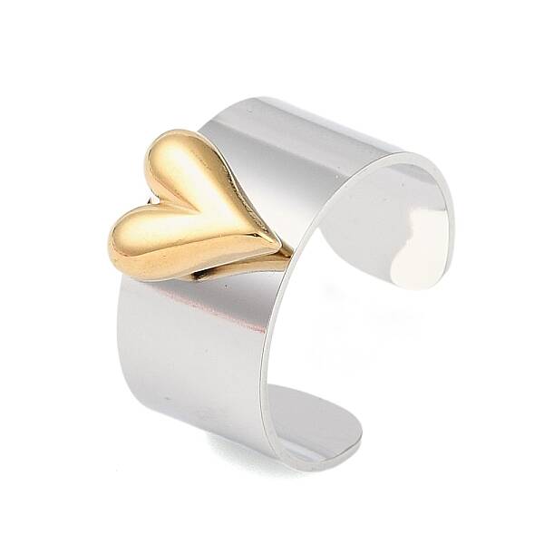 304 Stainless Steel Heart Open Cuff Rings