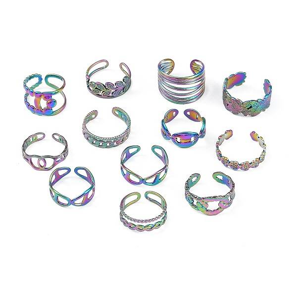 Ion Plating(IP) Adjustable 304 Stainless Steel Cuff Ring
