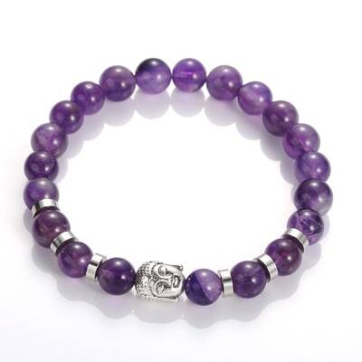 Buddha Head Gemstone Beaded Stretch Bracelets