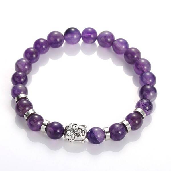 Buddha Head Gemstone Beaded Stretch Bracelets