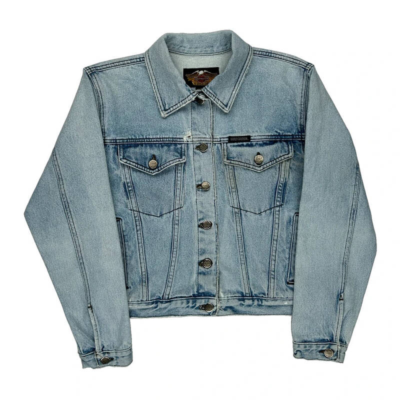 Harley Davidson Denim Jacket - Small Light Wash Cotton
