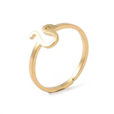 Real 18K Gold Plated 304 Stainless Steel Adjustable Finger Ring