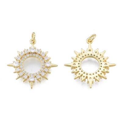 Brass Micro Pave Clear Cubic Zirconia Pendants