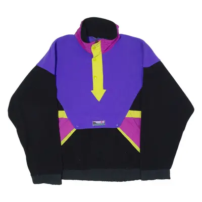 NORTHLAND Mens Pullover Jacket Black 90s Colourblock L