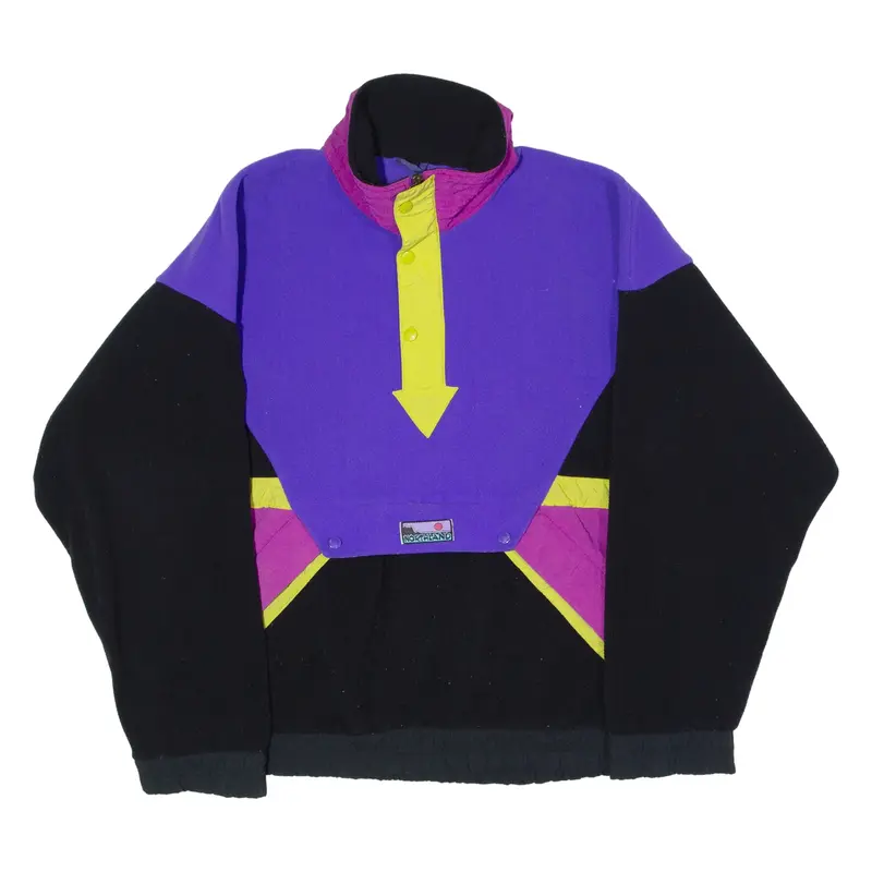NORTHLAND Mens Pullover Jacket Black 90s Colourblock L