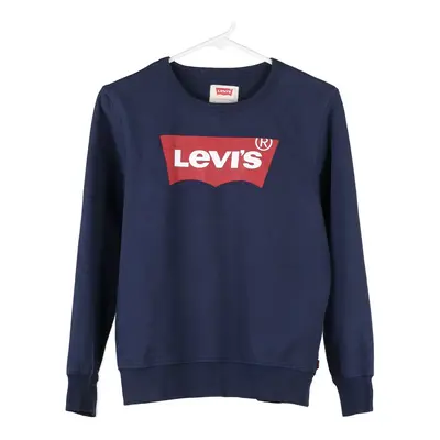 Age 14 Levis Spellout Sweatshirt - Medium Navy Cotton