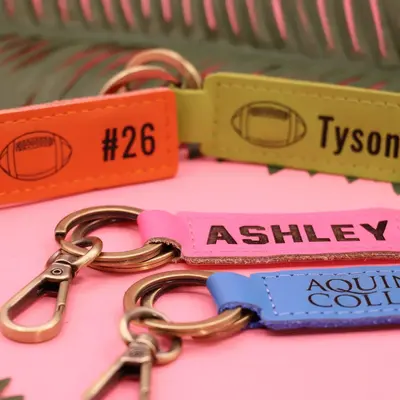 Colorful Leather Football Keychain , Real Leather, Same Day Shipping, Free Shipping US