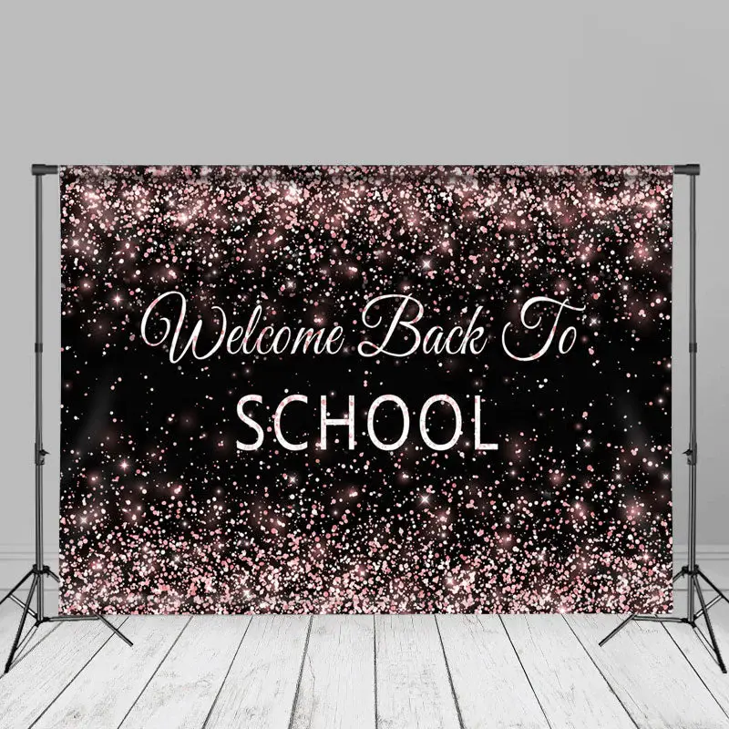 Rose Gold Glitter Welcome Back To School Backdrop - Aperturee