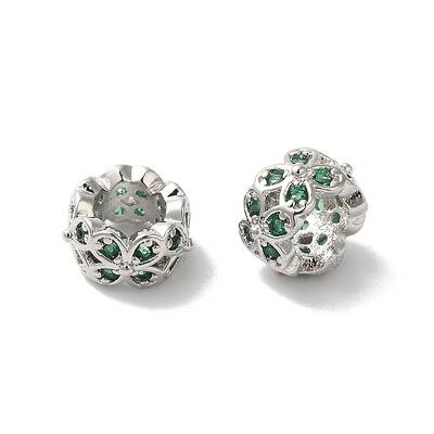 Long-Lasting Plated Brass Micro Pave Clear Cubic Zirconia Beads