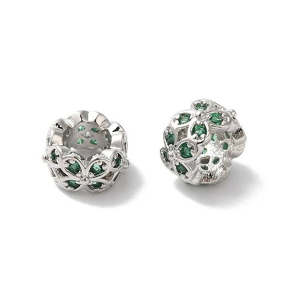 Long-Lasting Plated Brass Micro Pave Clear Cubic Zirconia Beads