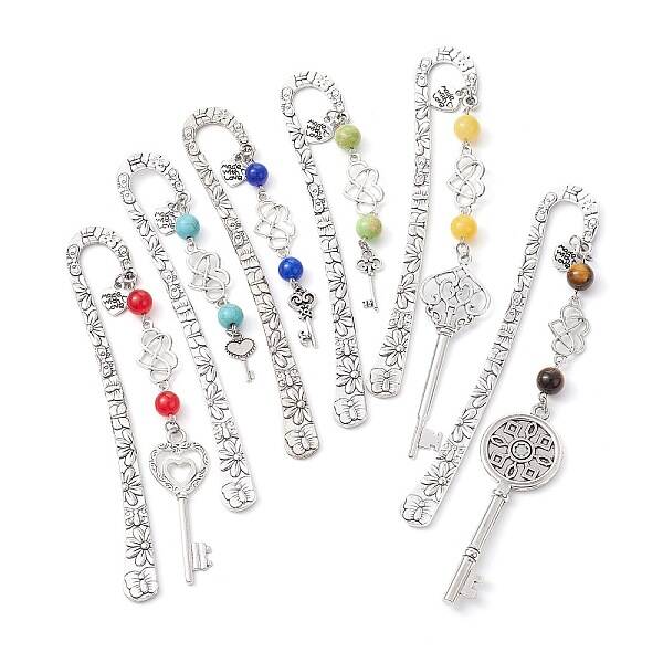 Mother's Day Key & Infinity Love Heart Pendant Bookmark with Gemstone