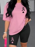 Women's Leopard Heart Graphic Tee & Skinny Pants Two-Piece Set, Casual Fashion Round Neck T-shirt & Trousers for Daily Outdoo...