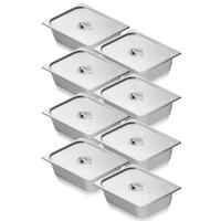 VEVOR 8 Pack Hotel Pans, 1/2 Size Anti-Jam Steam Pan with Lid, 0.8mm Thick Stainless Steel Steam Table Pan, 4-Inch Deep Comme...