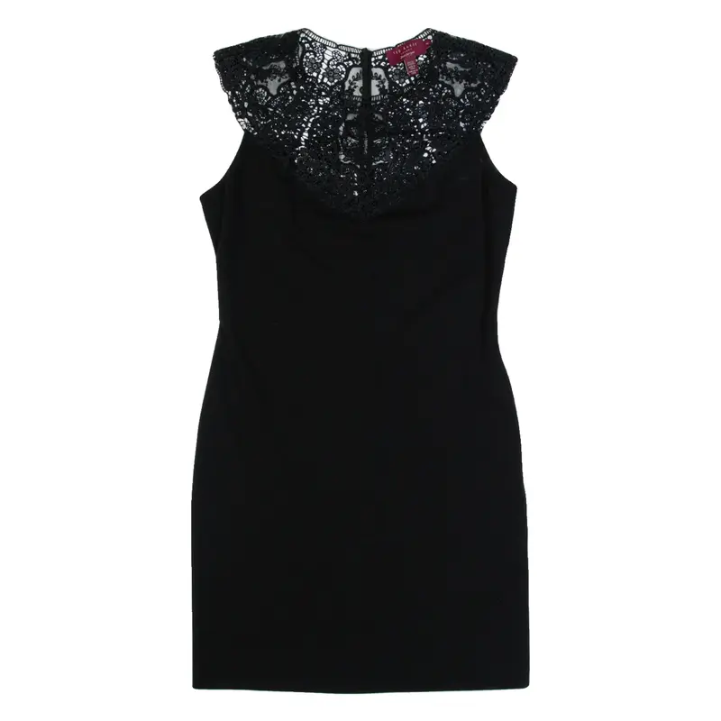 TED BAKER Womens Bodycon Dress Black Sleeveless Knee Length S
