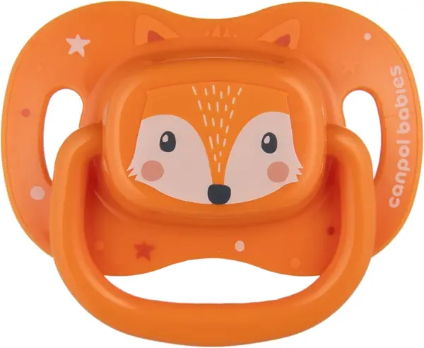 Canpol babies Cute Animals 0-6m Orange Pacifier 1pc
