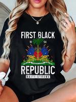 100% Cotton We Love Haiti - Haitian Pride Haitian Flag Prize T-Shirt Round Neck Short Sleeve T-Shirt Women's Men's Graphic Te...