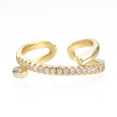 Clear Cubic Zirconia Wrapped Open Cuff Ring for Women