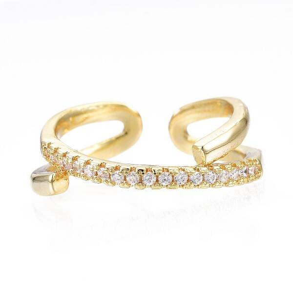 Clear Cubic Zirconia Wrapped Open Cuff Ring for Women