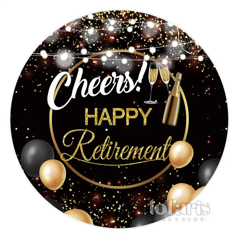 Aperturee Circle Gold Glitter Black Cheers Baby Shower Backdrop | Birthday Backdrop Ideas | Circle Birthday Backdrop Cover | ...