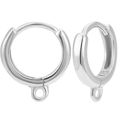 Anti-Tarnish 1 Pair Rhodium Plated 925 Sterling Silver Hoop Earrings