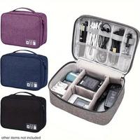 Electronics Storage Bag, 1 Count Multi Grid Electronics Organizer, Cosmetic Storage Bag, Pouch, Storage Bag for Cable Charger...