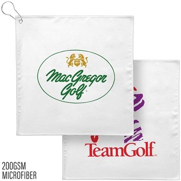 200 Promotional 12x12 Golf Towel w/Grommet 200GSM - Microfiber