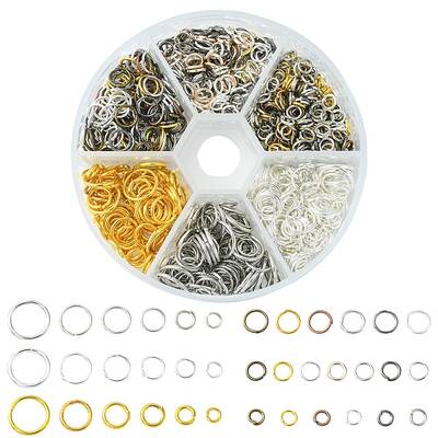60G 6 Styles DIY Brass & Iron Open Jump Rings