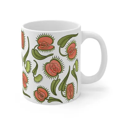 Venus Flytrap Ceramic Coffee Mug – Reusable & Washable Drinkware with Handle